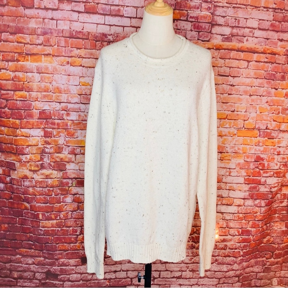 Mutual Weave Creamy Oatmeal Donegal Crew Neck Sweater